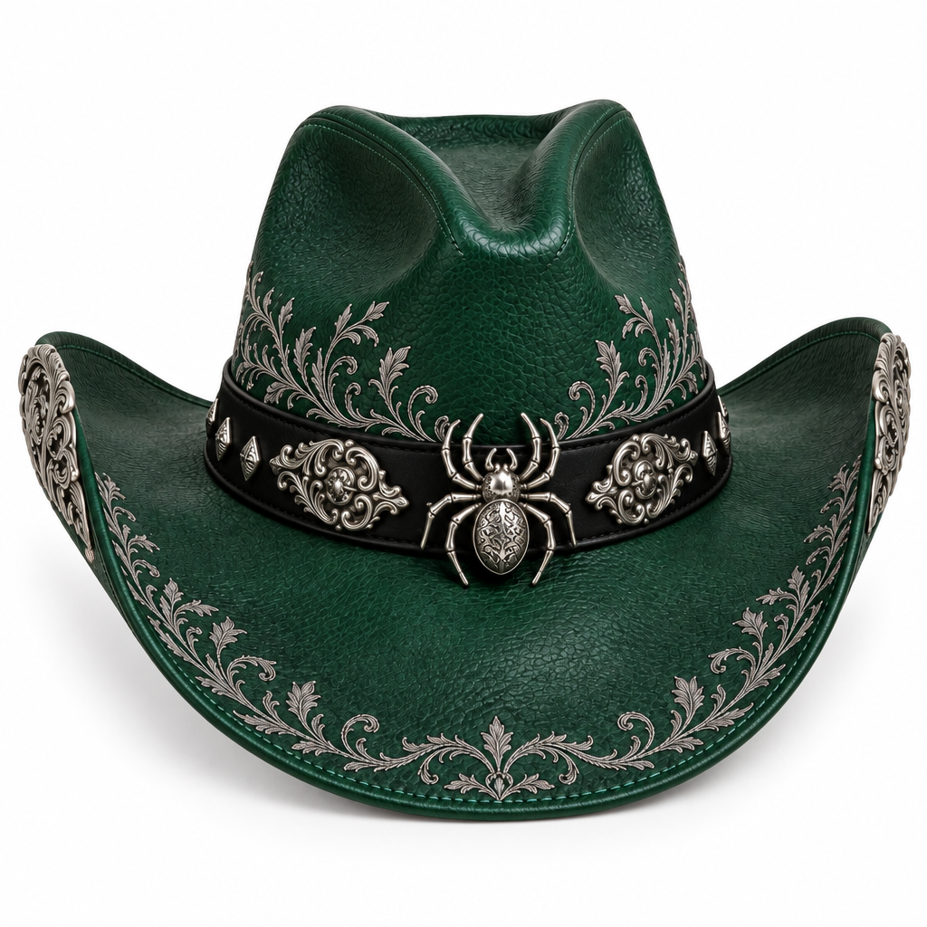 Emerald Halloween hat, front-right angle