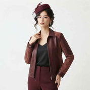 Women’s Chocolate Brown Full-Leather Fall Jacket | Premium Genuine Leather Autumn Jacket