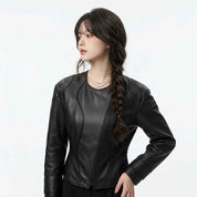 Women’s Split-Curve Moto Leather Jacket | Stylish Premium Biker Jacket