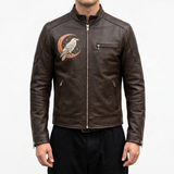 Men’s Brown Raven & Crescent Moon Graphic Jacket