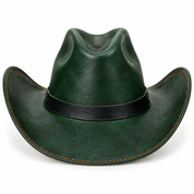 Green cowboy hat, back view