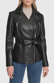 BFL Victoria Women’s Black Genuine Leather Peplum Jacket