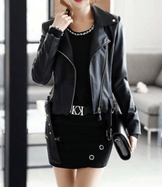 BFL Victoria Women’s Black Genuine Leather Peplum Jacket