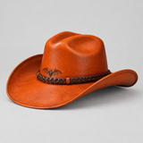Tan Pumpkin Halloween Leather Cowboy Hat | BFL