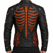 Matching men’s Halloween biker jacket, back view