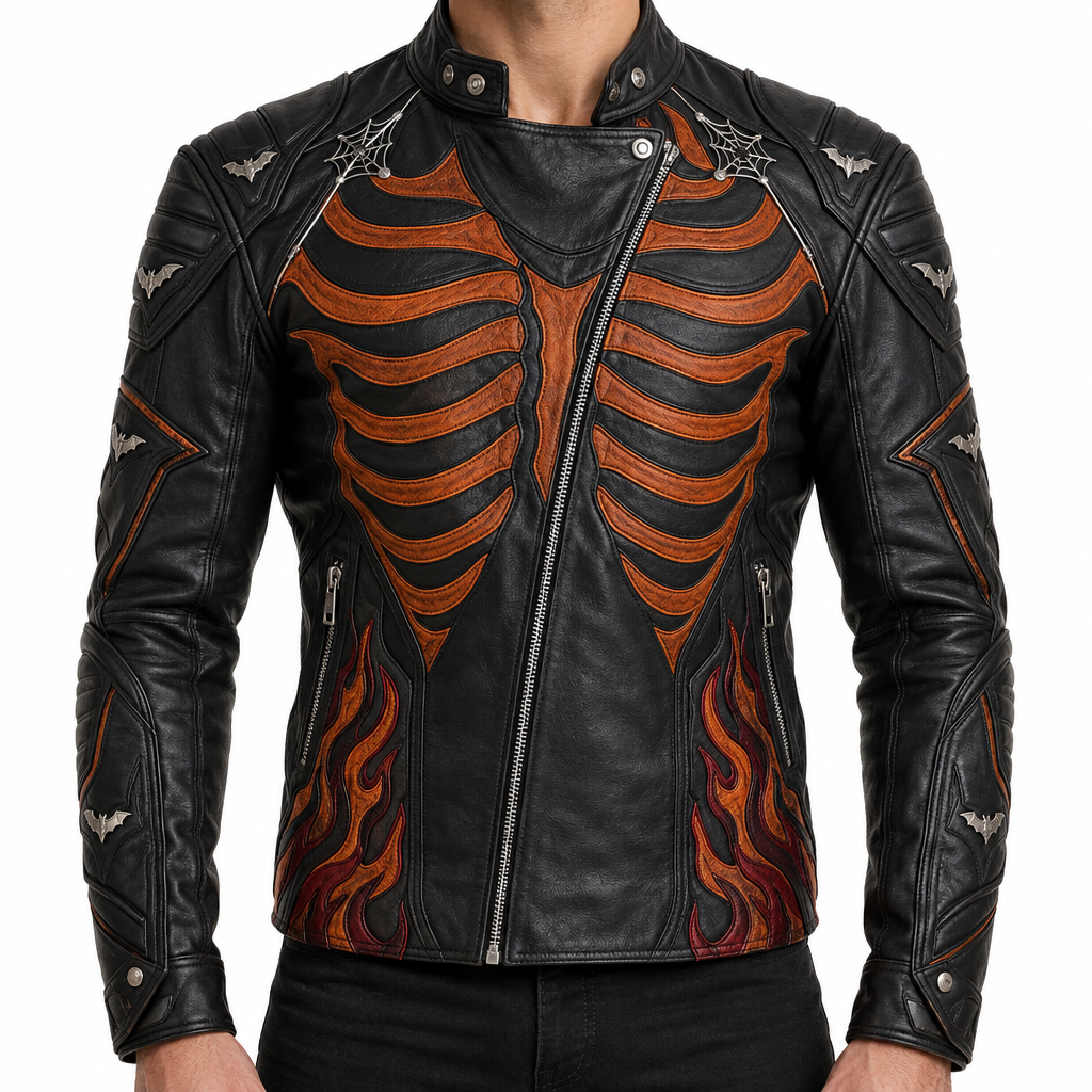 Men’s Halloween biker jacket, front view