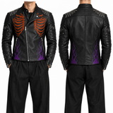 Men’s Black Skeleton Ribcage Leather Jacket | Halloween Biker Jacket