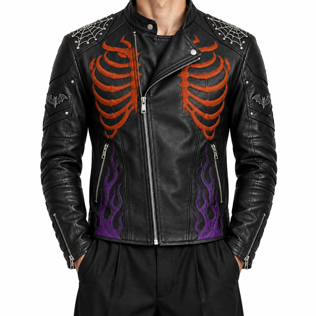 Men’s jacket, chest embroidery and zipper detail