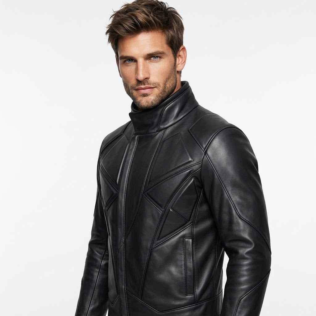 Architectural Panel Leather Jacket | Stylish Premium Structured Jacket