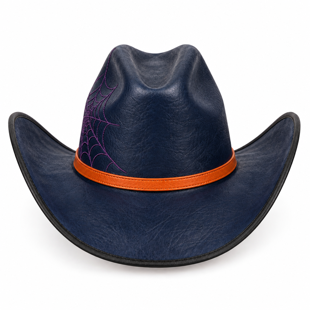 Navy cowboy hat, back view