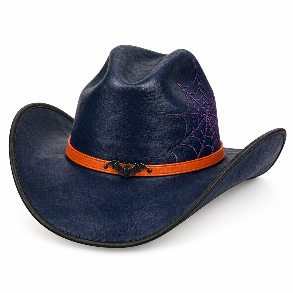 Navy cowboy hat, left angle