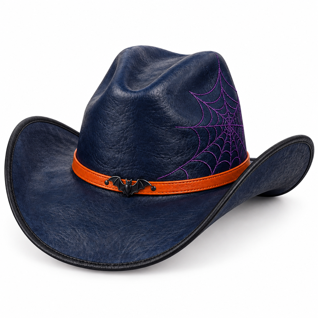 Navy cowboy hat, right angle