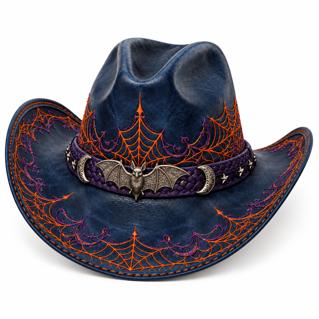 Navy Halloween hat, front-right angle