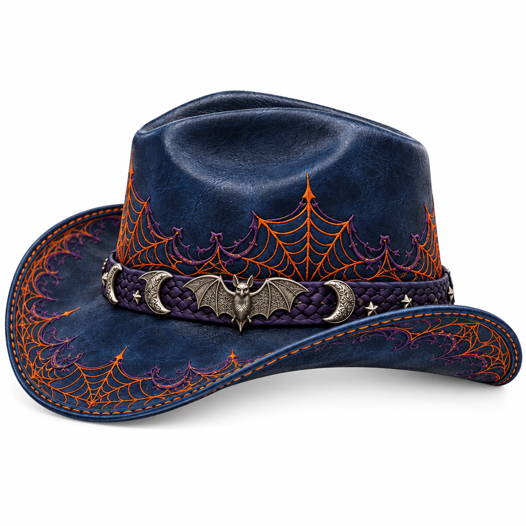 Navy Halloween hat, side profile