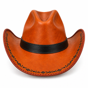 Orange cowboy hat, back view