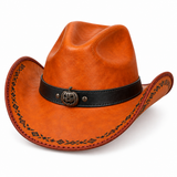 Orange Pumpkin Halloween Leather Cowboy Hat | BFL