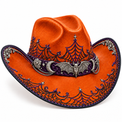 Orange Halloween hat, front-left angle
