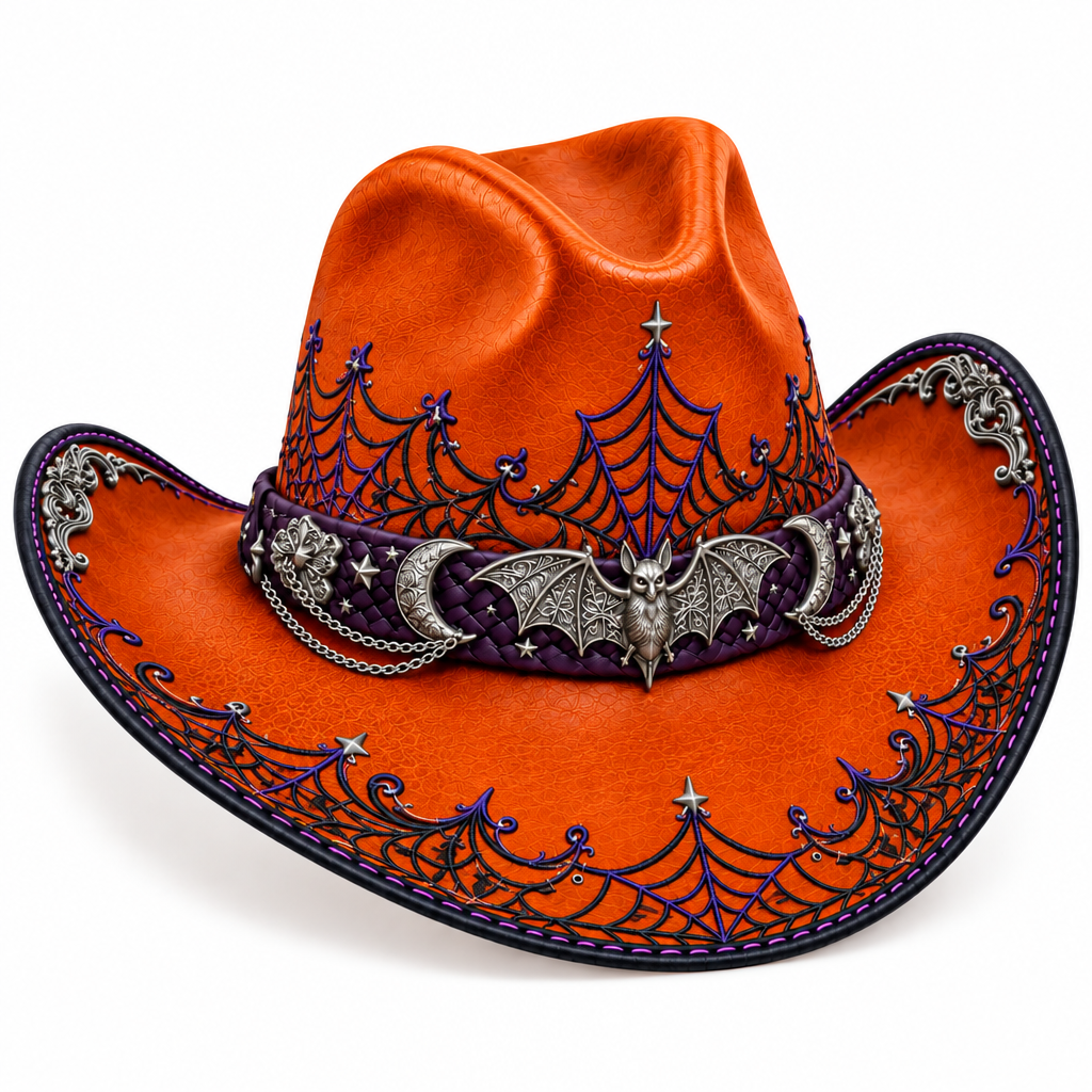 Orange Halloween hat, front-right angle