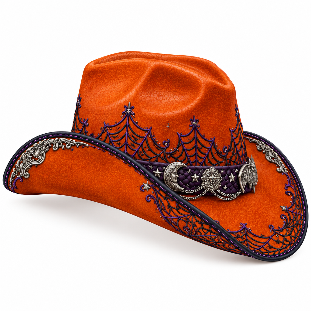 Orange Halloween hat, side profile