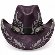Plum raven cowboy hat, back view