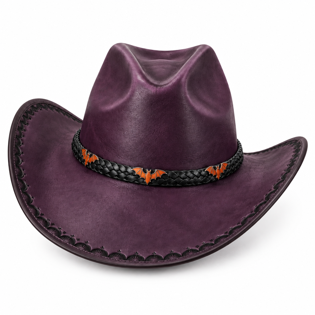 Purple cowboy hat, left angle