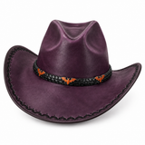 Purple Bat Halloween Leather Cowboy Hat | BFL