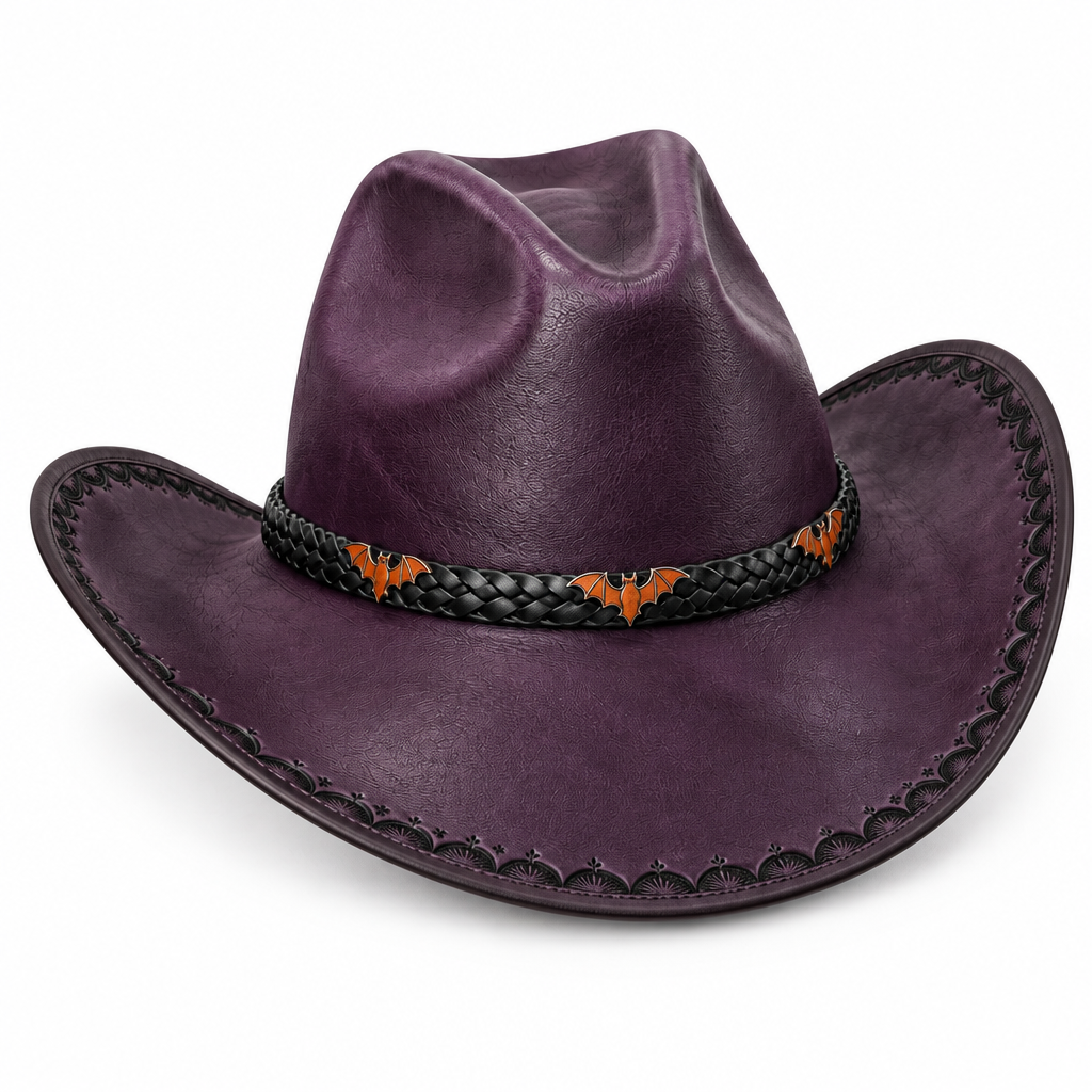 Purple cowboy hat, right angle