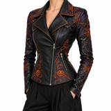 Women’s Halloween Festive Leather Jacket | Premium Gothic Biker Outerwear
