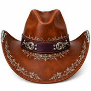 Silver pumpkin cowboy hat, back view