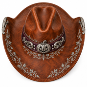 Silver pumpkin cowboy hat, top view
