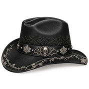 Silver skull cowboy hat, side profile