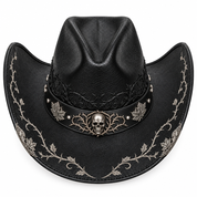 Silver skull cowboy hat, top view