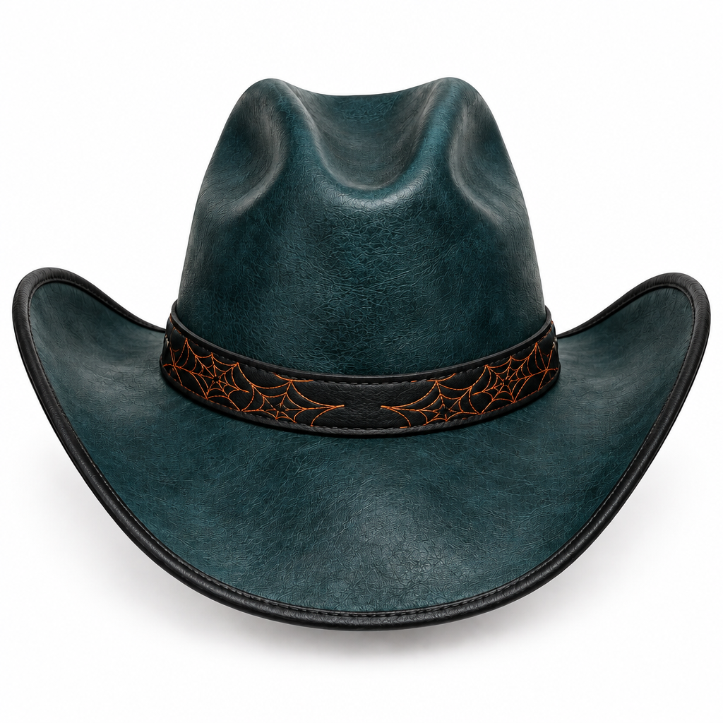Teal cowboy hat, back view